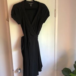 DVF black wrap dress with cap sleeves